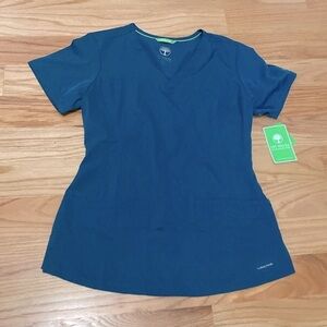 NWT Healing Hands turquoise scrub top Womens SZ S stretch comfort Nurse top